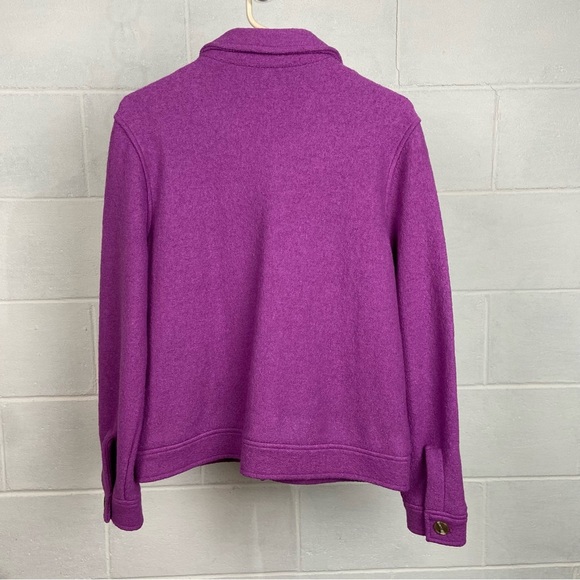 Joie Button Up Boiled Wool Jacket Shacket SMALL Purple Classic Pockets Casual - Picture 2 of 6